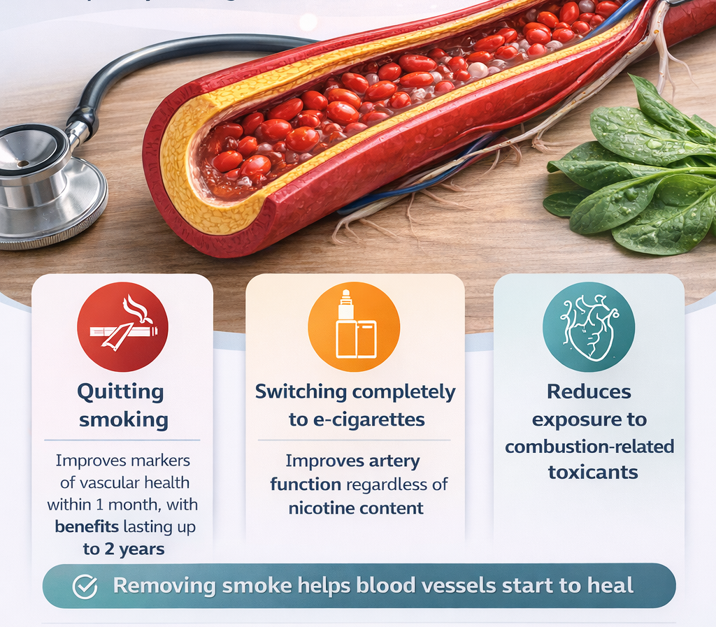 Отказ от курения — и полный переход на электронные сигареты — улучшает состояние сосудов